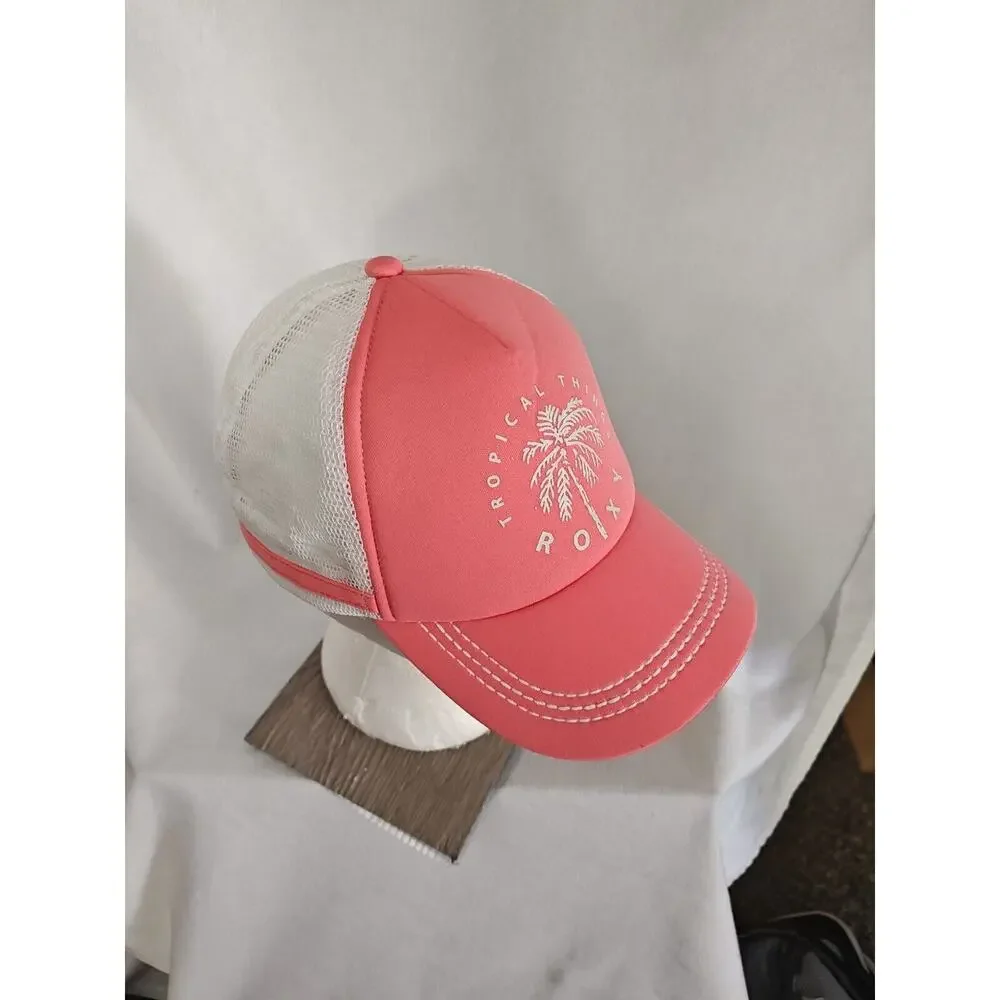 Roxy Lightweight Baseball‎ Hat Pink White Adjustable Summer Cap trucker Women's